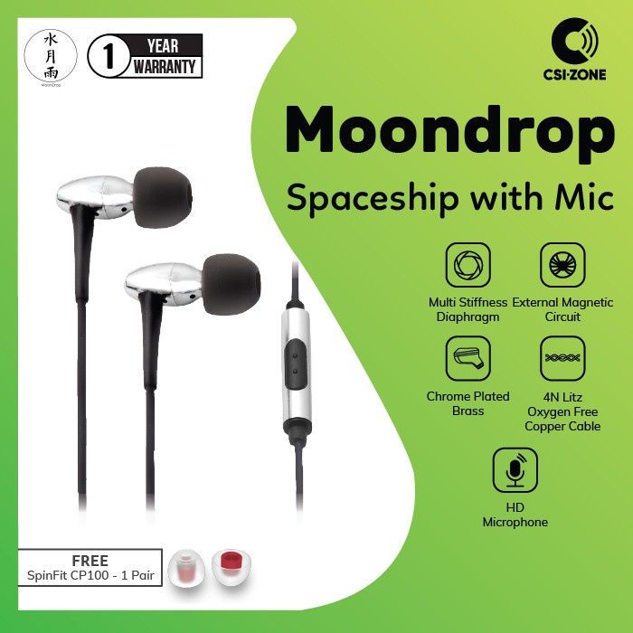 Moondrop Spaceship Hifi Dynamic In Ear Earphones With Mic Chrome