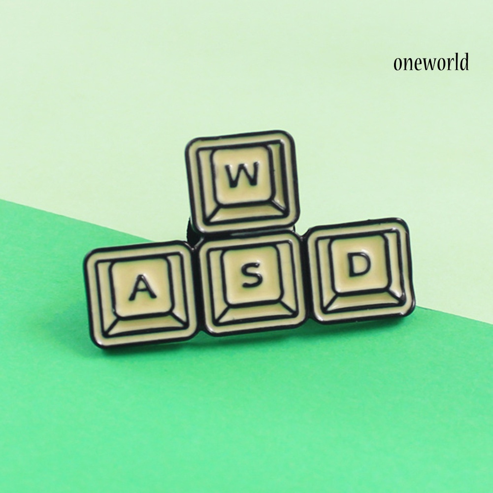 OW@ Funny WASD Gaming Keyboard Enamel Brooch Pin Unisex Denim Jacket Lapel Badge