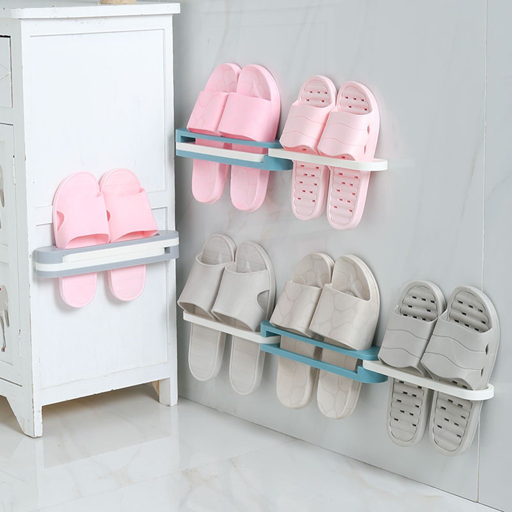 Bathroom Wall Mounted Shoe Storage Rack Hanging Shelf 3 In 1 Shoe Holder Antheny Shopee Indonesia