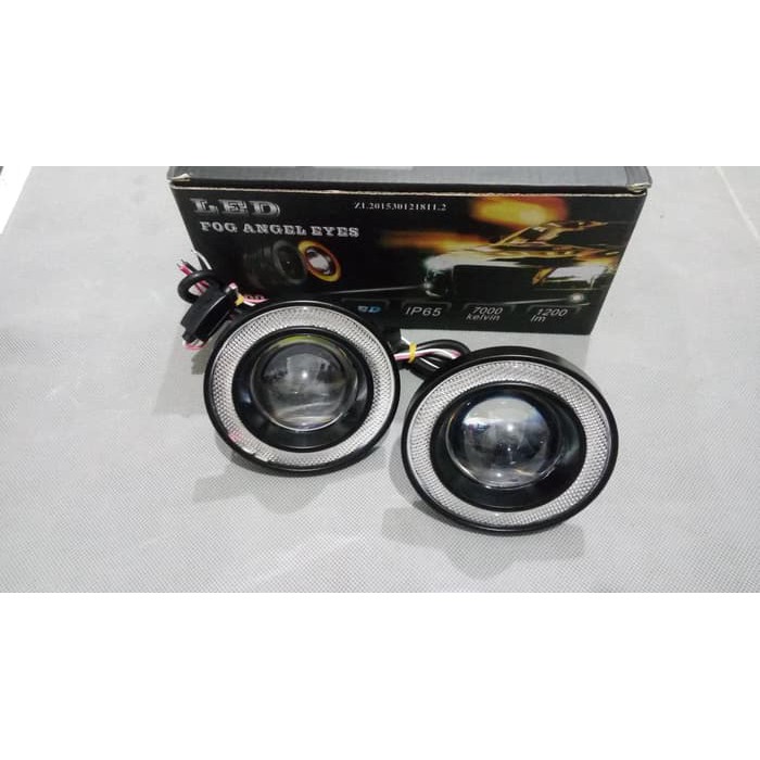 TERMURAH Lampu LED Fog Lamp Mobil FogLamp Angel Eyes Projector Universal - Merah