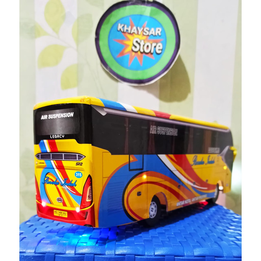 Miniatur bus bis SR2 Rosalia indah  KUNING plus lampu