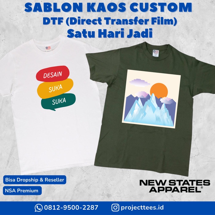 TERBARU Sablon Kaos Custom NSA Premium 7280 Satuan Lusinan