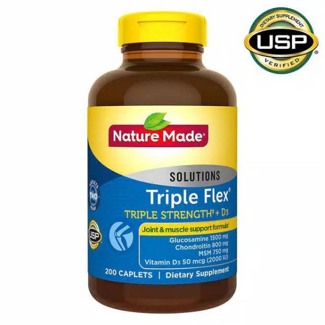 Nature Made TripleFlex Triple Strength + D3, 200 Caplets, Original USA