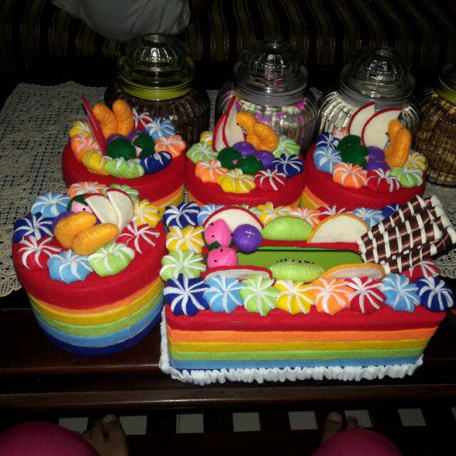 [ready] Set Toples Flanel Rainbow Fruits On Forest
