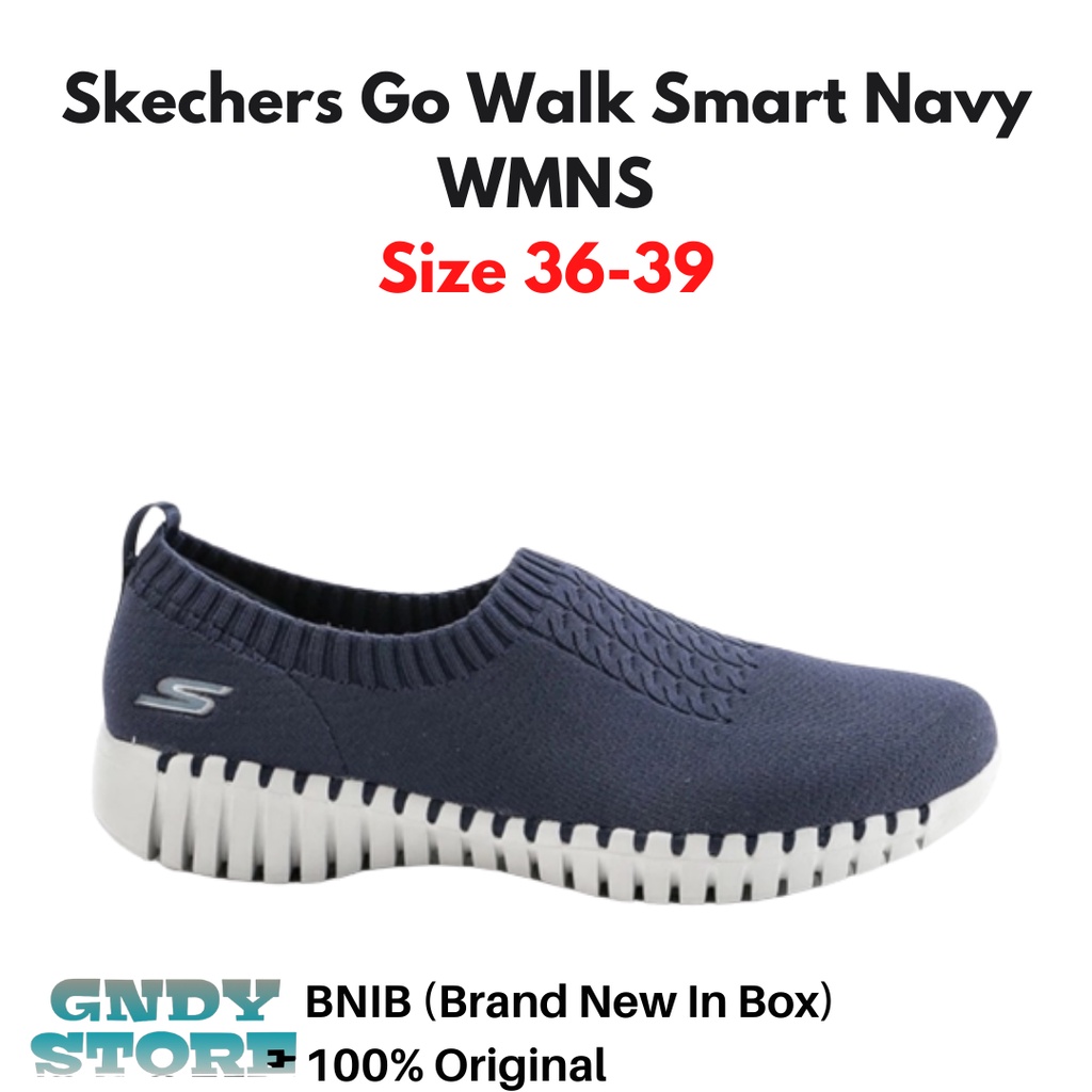 Sepatu Sneakers Wanita Slip On Skechers Go Walk Smart Navy 124295/NYW Womens Original Resmi Store BN