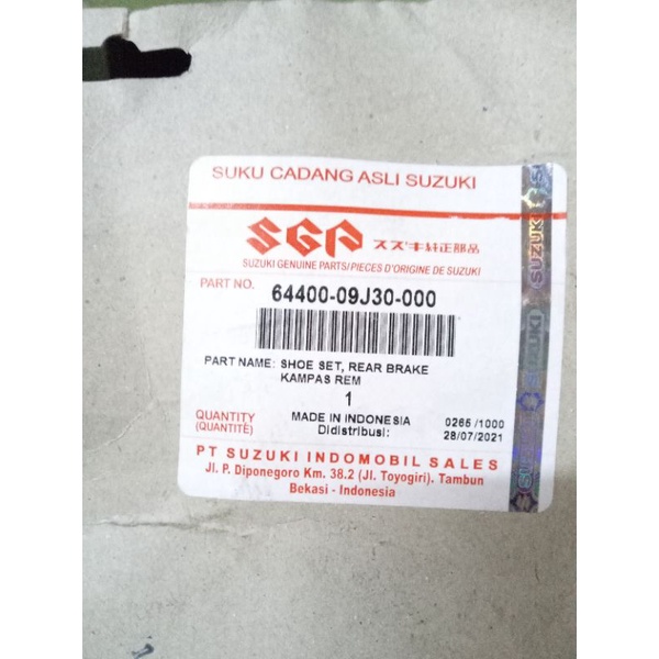 Kampas rem belakang nex address original sgp 64400 - 09J30 - 000