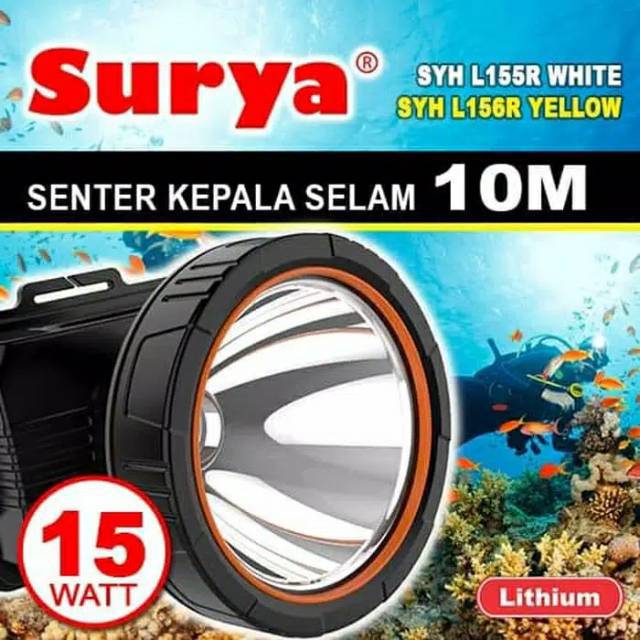 Senter Kepala Selam Surya 10 M Lithium SYH L155R 15 Watt White