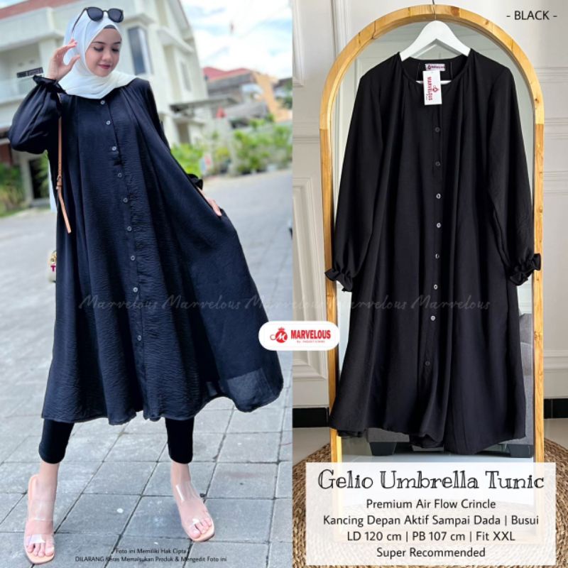 GELIO UMBRELLA TUNIK BY MARVELOUS (TUNIK MUSLIMAH POLOS) Tunik wanita modern rekomended