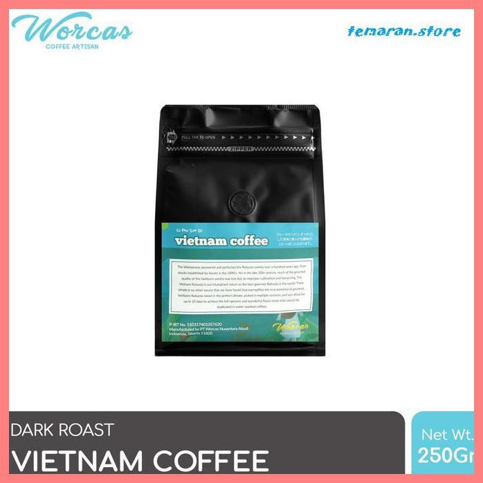 

Kopi- WORCAS Robusta Vietnam Coffee 250 Gram - Dark Roast - KOPI BIJI -Biji-Kopi.