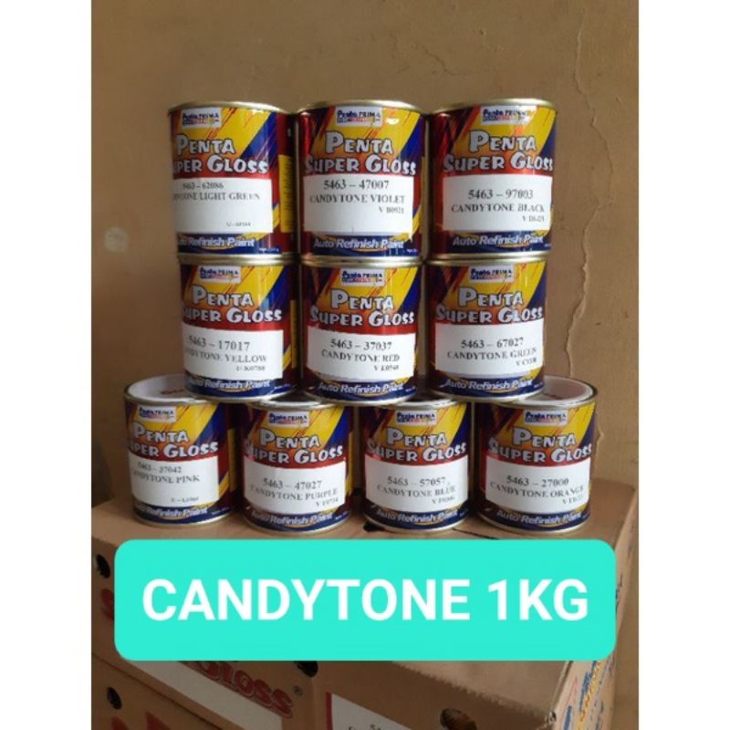 Cat Penta Super Gloss Nc Candytone Candy Merah Hiitam Hijau  Kuning Violet Purple Orange Kuning Biru - 1 Kg