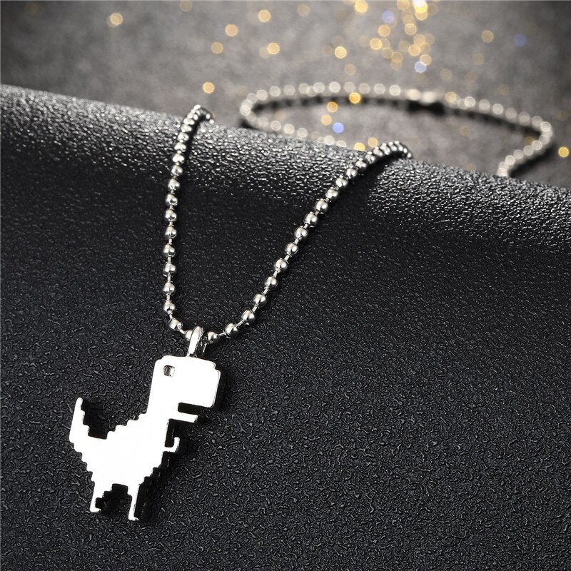 1pc Kalung Rantai Liontin Dinosaurus Kecil Bahan Logam Baja Gaya Punk Hip Hop Untuk Pria Dan Wanita
