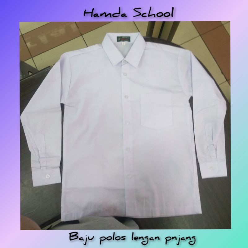 Baju Kemeja lengan Panjang Polos untuk SD/SMP/SMA Seragam Sekolah