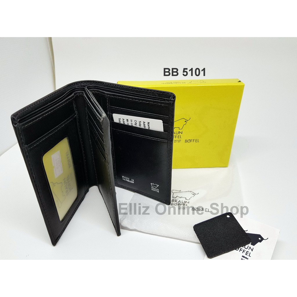 Dompet Pria Braun Buffel 5101 Black - Model 3D Berdiri - Kulit Import - Trifold.