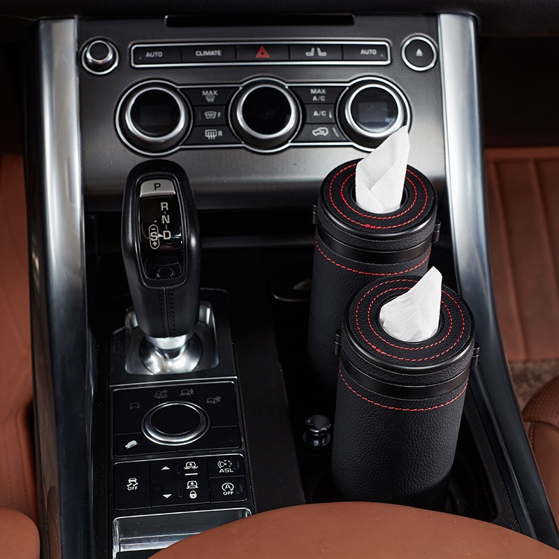 2 in 1 Car Cup Holder Leather Organizer | Penyimpanan Tissue Mobil