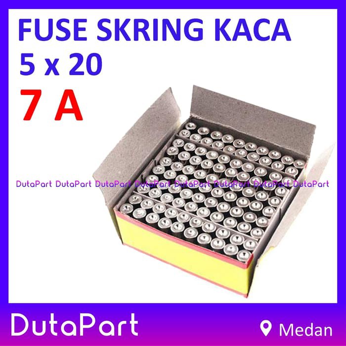 Skring Fuse Kaca 7A Uk. 5x20 mm 250VAC Sekring Sekering 7 A Ampere