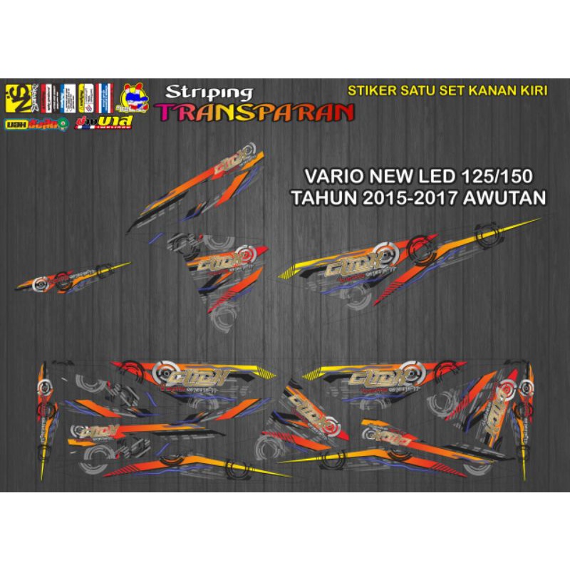 stiker transparan Lis body motor Vario LED 125/150 tahun 2015-2017 grafis awutan