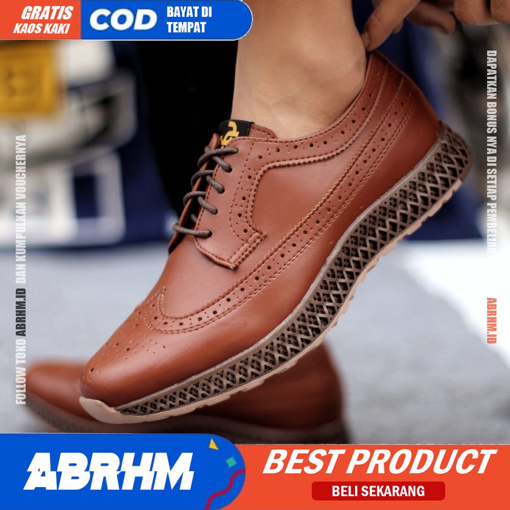 ABRHM x JHON Sepatu Casual Pria Sepatu Kasual Pria Kulit Pu Kerja Sepatu Pria Casual Original Sepatu Semi Formal Kuliah Kondangan Gaya keren Kekinian Murah Terlaris