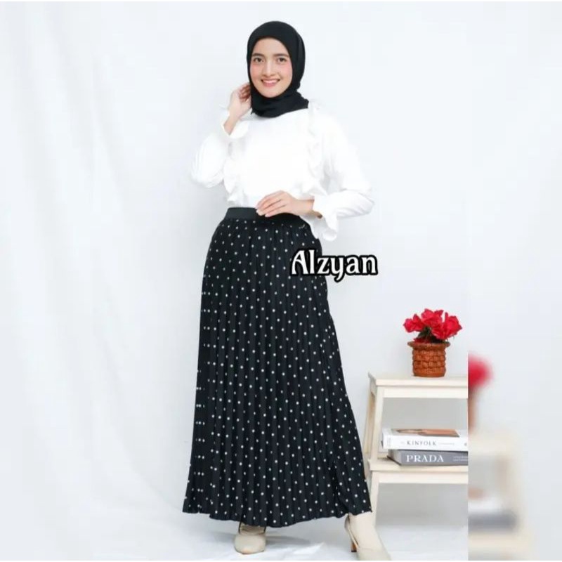 Rok Plisket Polkadot Dewasa Rok Plisket Murah