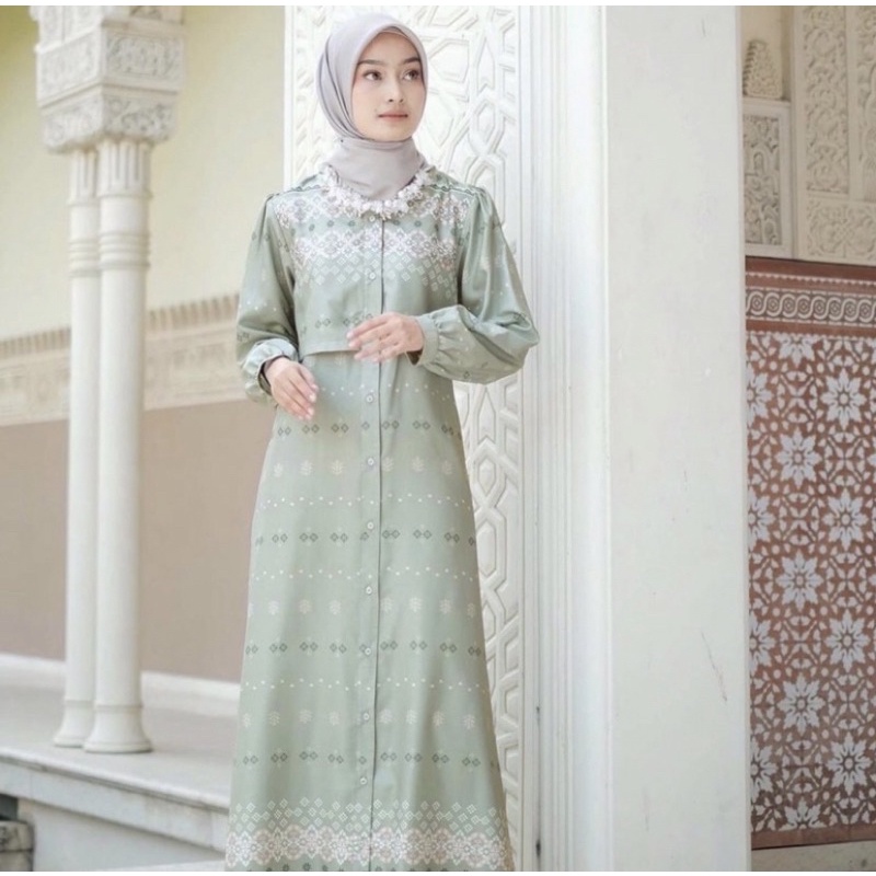 Sawarna Dress Vanilla Hijab Sage