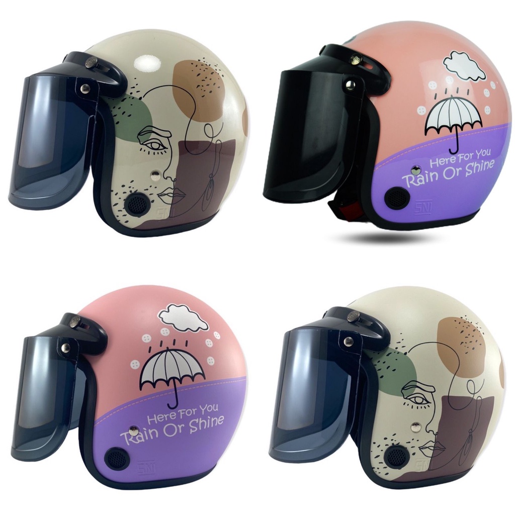 Helm Bogo Wanita Anak Muda Dewasa Retro Motor Sni Terbaru