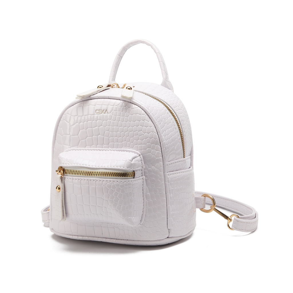 CEKA Tas Ransel Wanita Import Backpack Mini Stylish Girl - Sophie Lonny Backpack Mini-White