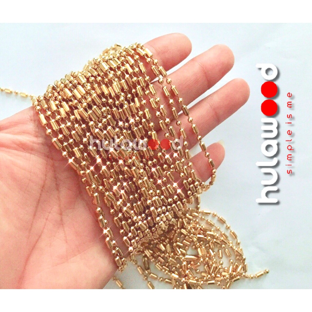 Kalung Rantai Titanium BIJI BAMBU GOLD / Kalung Rantai Pendant (READY STOCK)