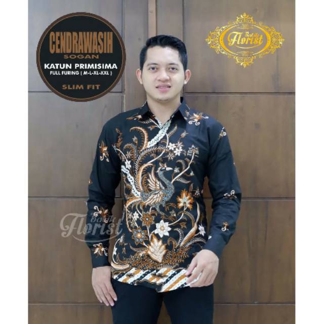 CENDRAWASIH SOGAN Kemeja Batik Pria SLIMFIT Katun Primisima Full Furing