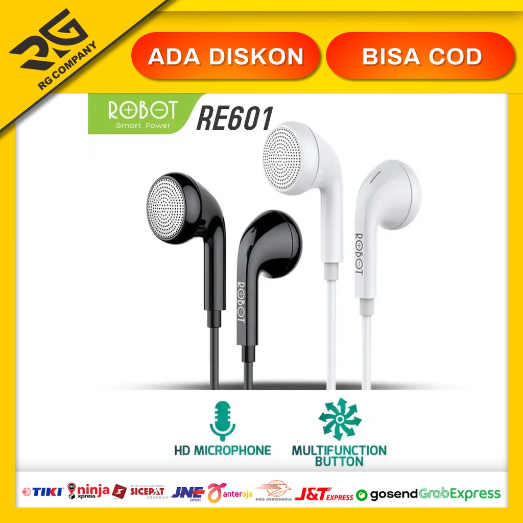 Headset Robot RE601 Original Ori Earphone Gaming Handsfree Super Bass