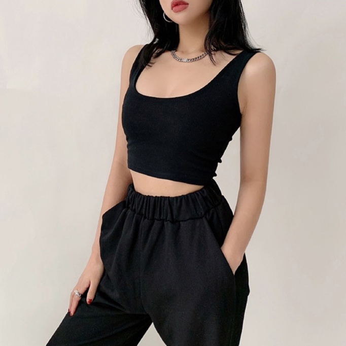 【LIVIAHOME】Square Neck Basic Cropped Tank Top 7289 (S/M/L)