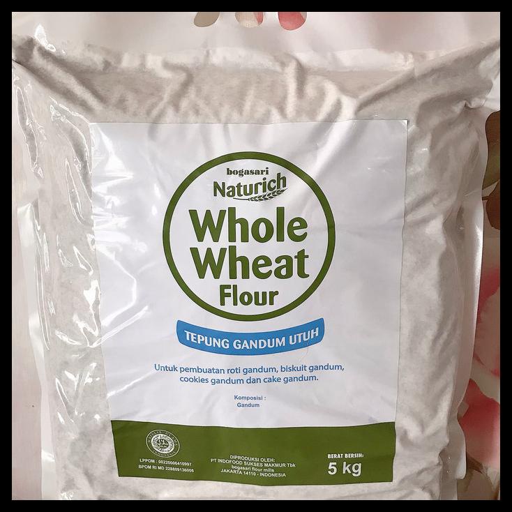 

TERBARUU!! whole wheat flour/tepung gandum bogasari kemasan asli 5 kg TERBARU