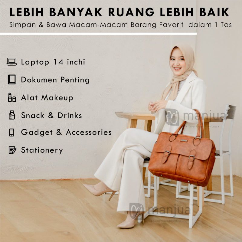 LUCA Bag by Manjua. Tas Kerja, Tas Kuliah, muat Laptop 14 inch. Tas Laptop, Ukuran Besar.