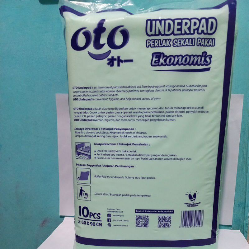 Underpad oto 60cmx90cm 10pcs / underpad dewasa / perlak dewasa / Perlak / Underpad