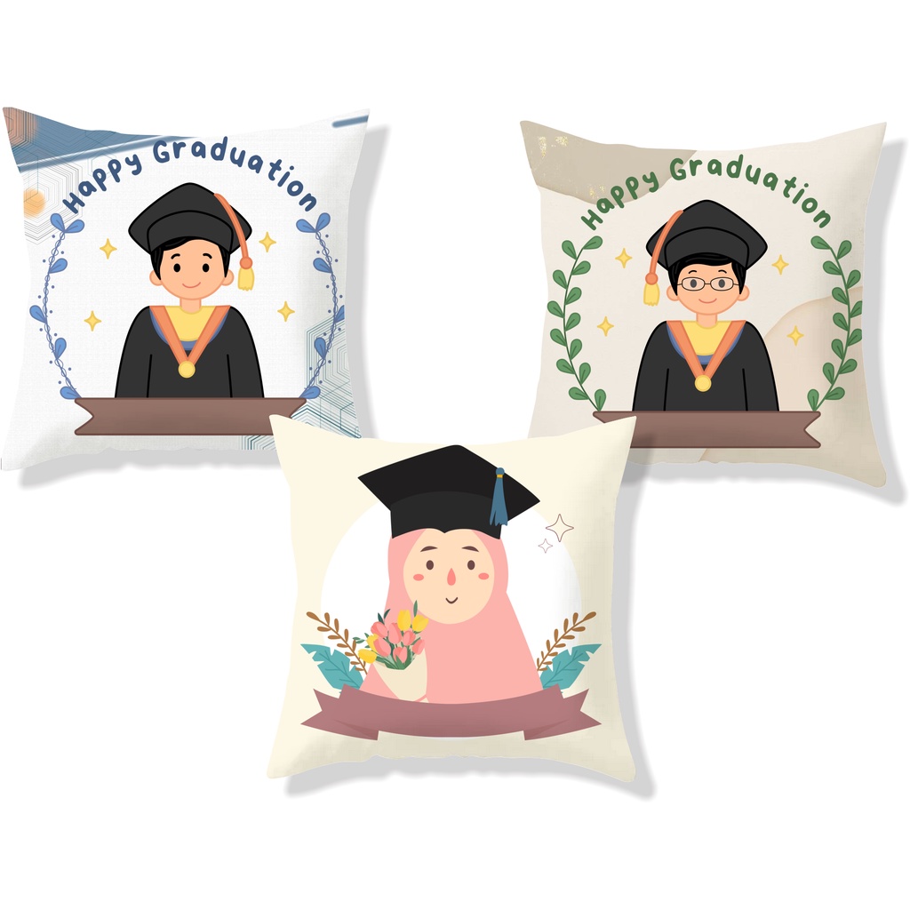 Bantal Graduation Cewek 30x30 cm Part 1 #GDP 001-010 / Bantal Wisuda