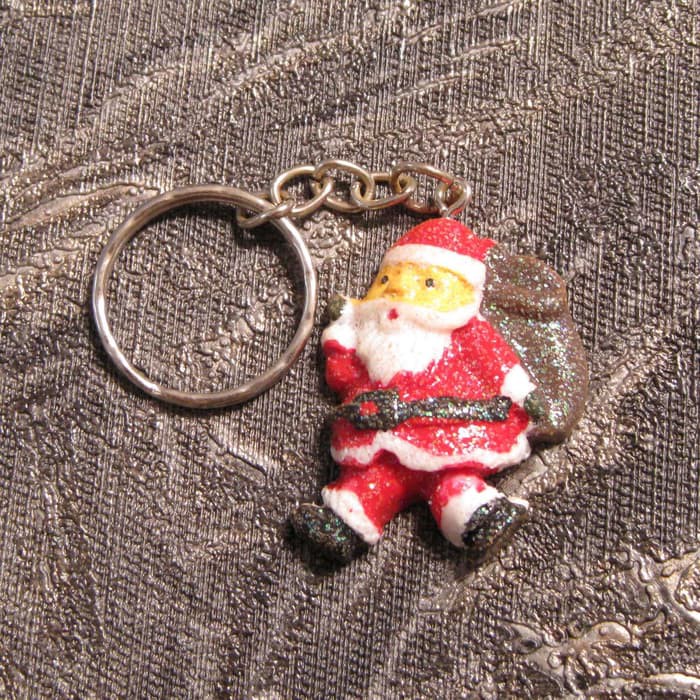 santa gepeng B natal gantungan kunci resin pajangan keychain souvenir