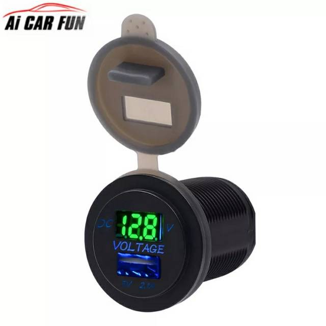 Universal 2-in-1 Car USB Charger Cepat Pengisian Hijau