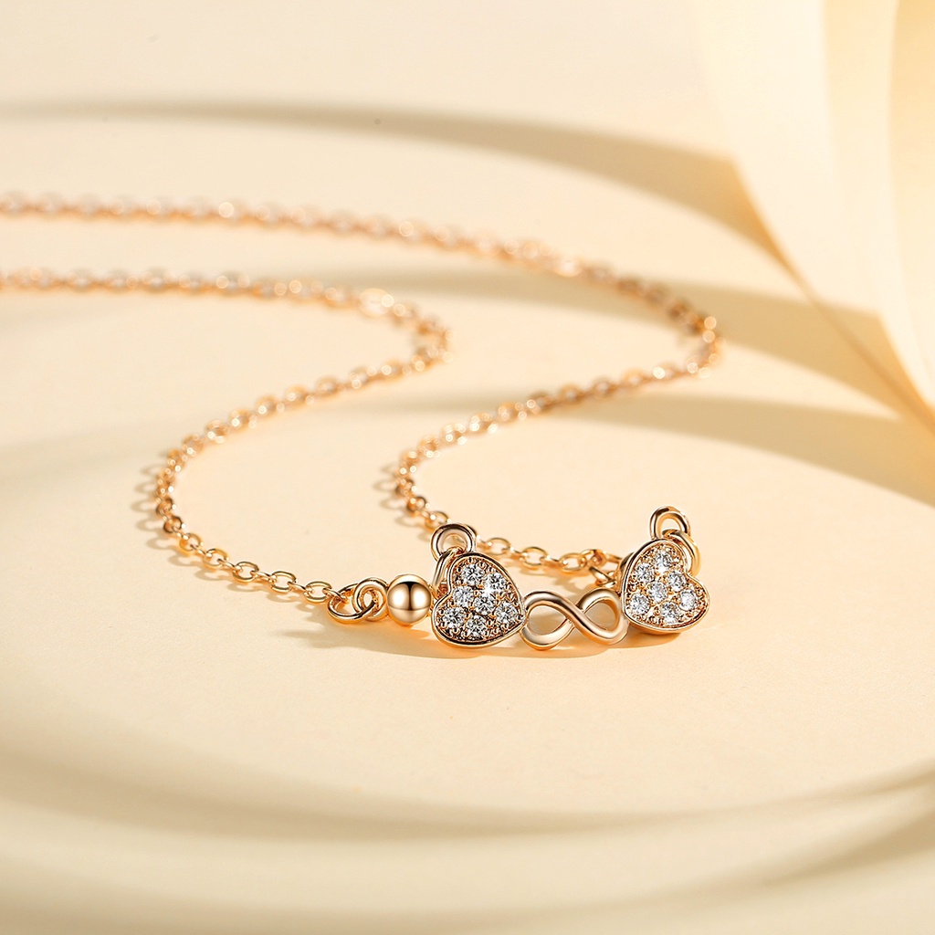 Y620 【Barang spot】Kalung Hias Berlian Imitasi Elegan untuk Wanita woman Kalung berbentuk hati stainless Anti-rust