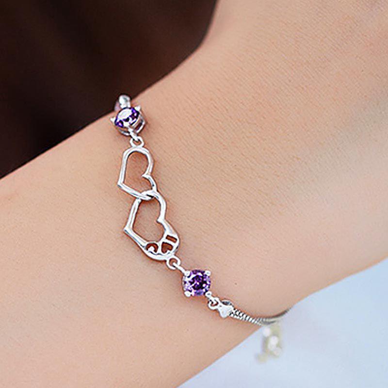 Gelang Hati Berlian Tumpuk Gelang Tangan Cewek Wanita Gelang Hati Berlian Tumpuk Gelang Tangan Cewek Wanita