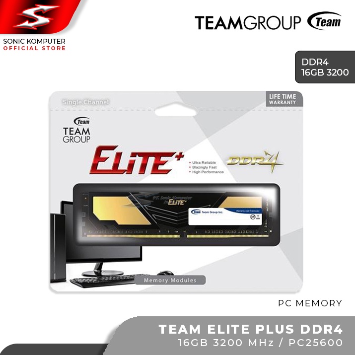 Memory RAM Team Elite Plus DDR4 16GB 3200Mhz PC25600 With Heatspreader