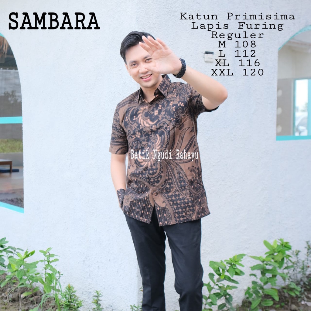 Batik pria lengan panjang PENDEK HITAM COKLAT modern ORIGINAL BAJU PREMIUM KEKINIAN SOLO MURAH TERBARU &quot;NGUDI&quot;