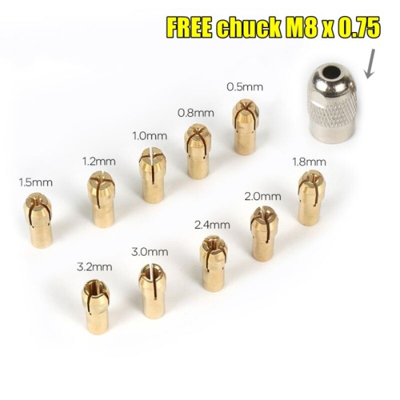 Collet Penjepit Dinamo Mesin Bor Batang As Shaft Mini Grinder 10pcs