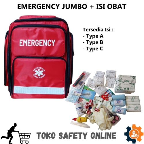 Jual Tas P3K Emergency Jumbo Merah + Isi Obat / Tas Emergency Kit Besar ...