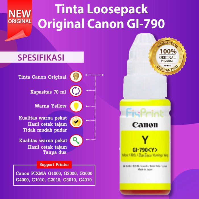 Tinta Canon GI790 GI-790 Original Refill Printer G1000 G2000 G3000 G4000 G1010 G2010 G3010 G4010