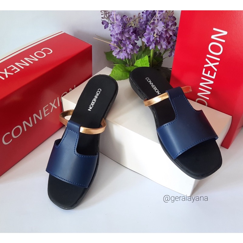 DISKON DAY! Sandal Slop Wanita Connexion - Sandal Kokop Lis - Sandal Selop Nevada Emas