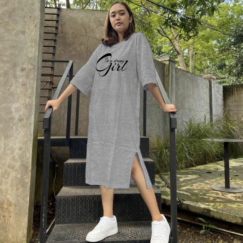 Baju Dress Oversize Tunik Premium BE A STRONG GIRL Oversized Dress Tshirt polos