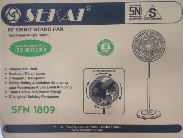 SEKAI Stand Fan Tornado 18 Inch SFN 1809 Osilasi 360 Baling-baling Aluminium