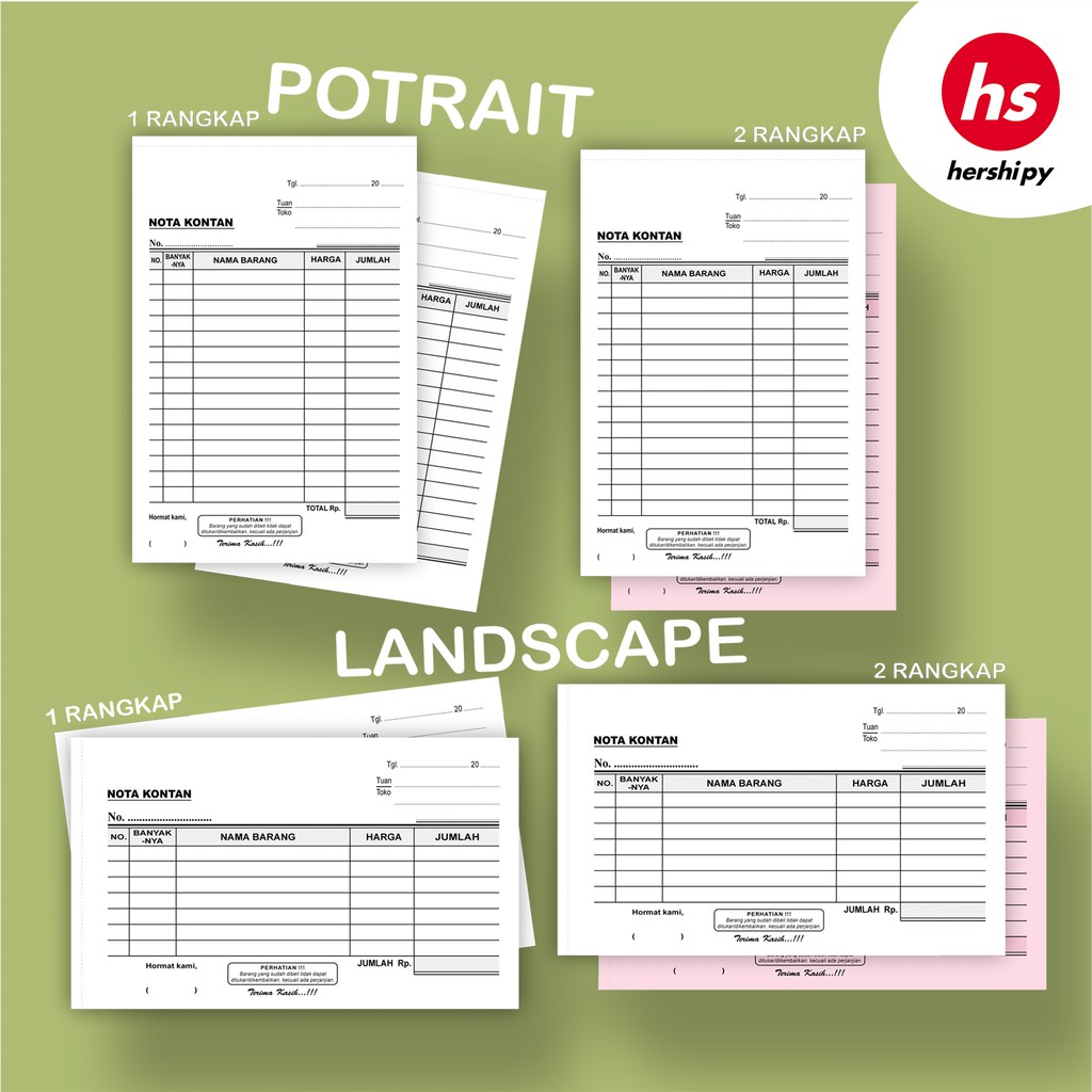 

Hershipy Nota KONTAN 1/4 Folio (10.5 X 16.5 CM)
