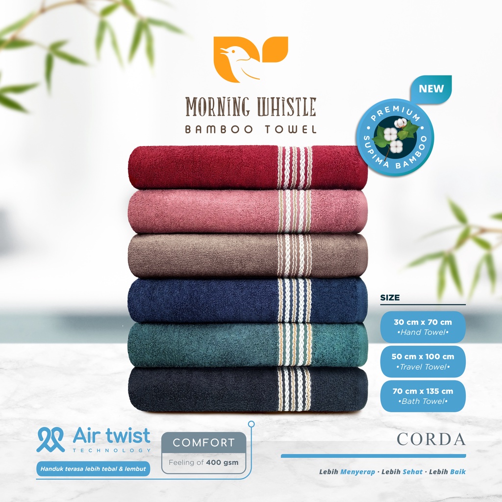 MWB Handuk Mandi Dewasa Morning Whistle Bamboo CORDA / Handuk Mandi / Handuk Travel / Sport Towel