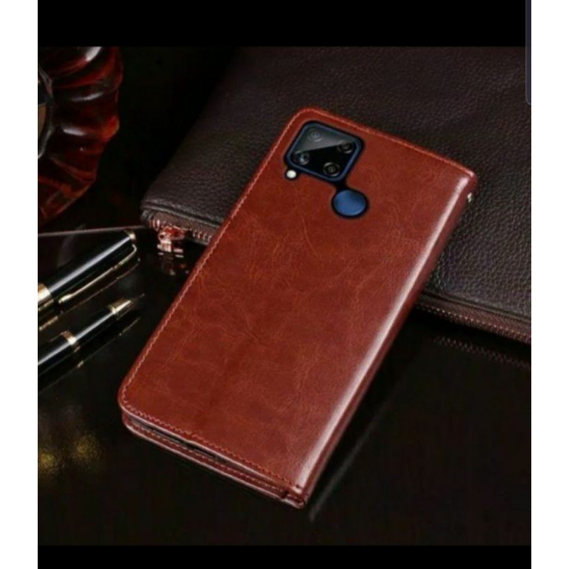 Oppo A5 2020, A9 2020,A52, A53, A92, A33. Case Flip Dompet Kulit
