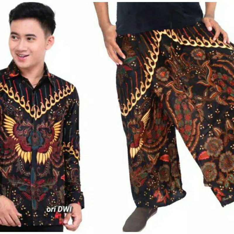 Kemeja Batik Pria Lengan Panjang Size M L Xl Xxl Bswart Batik Hrb026 Kenongo Hem Panjang Padi