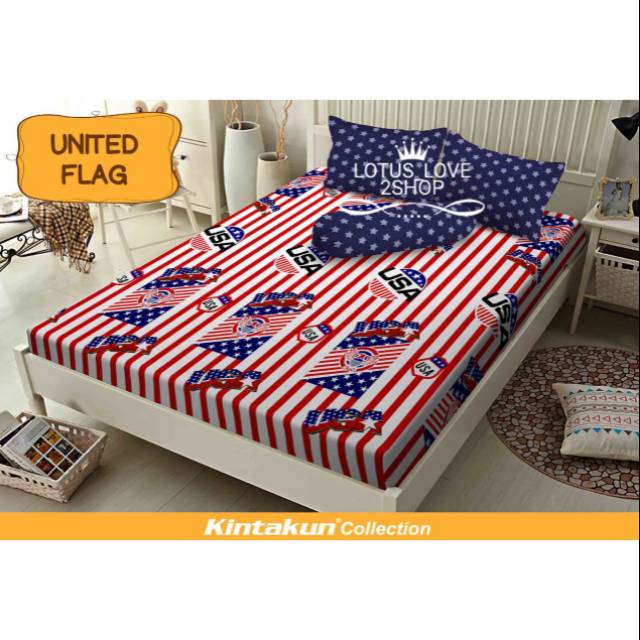Sprei kintakun dluxe king size 180X200 motif United Flag